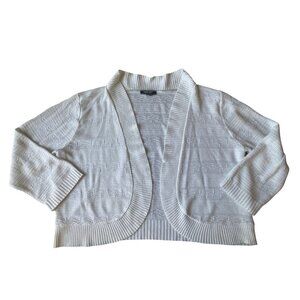Elements white XL knit shrug light weight 3/4 sleeve open front
